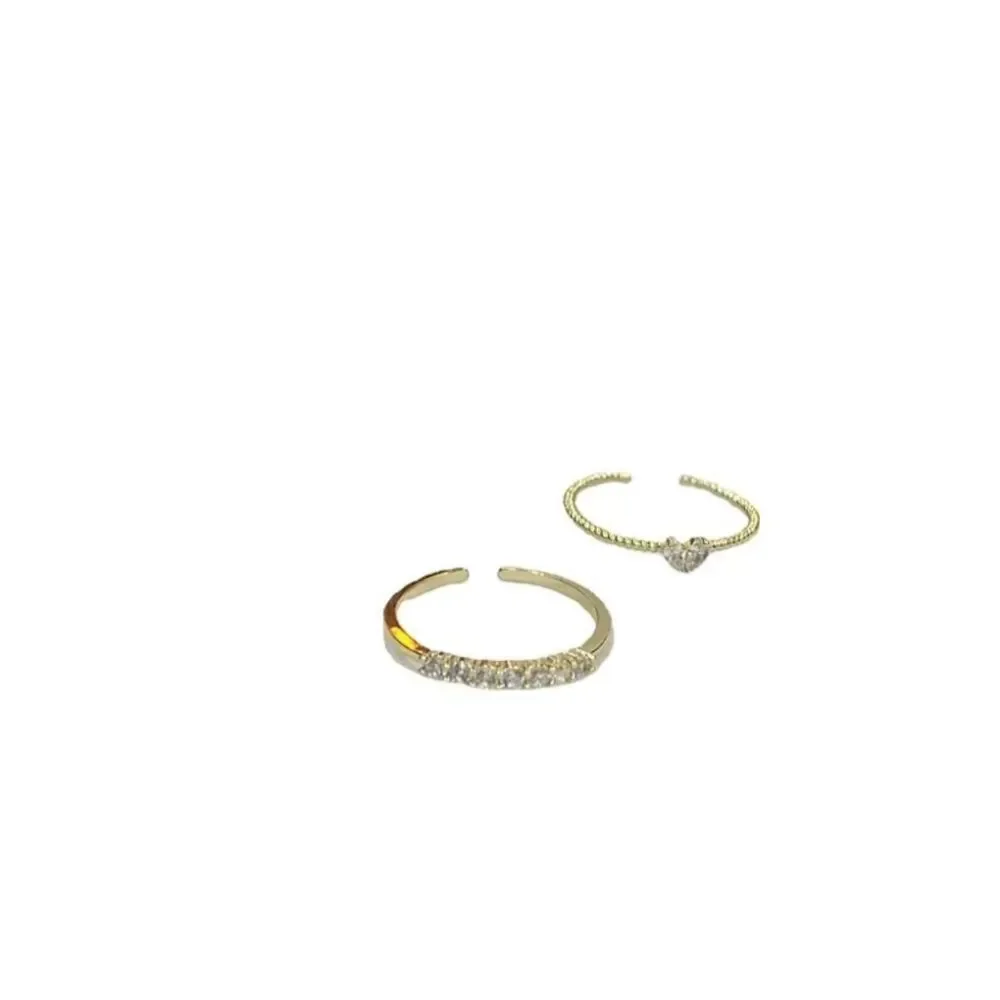 ✨️ 18k gold Plated Love Heart Open Ring 2pcs/Set Personality Design Ring